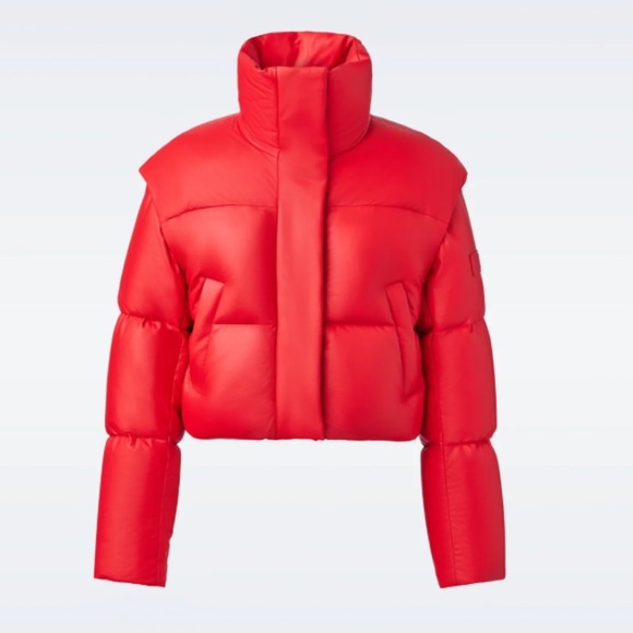 🔥🔥🔥SOLD! MACKAGE   BAILEY-DL RED LEATHER  DOWN FILLED PUFFER/BOMBER SIZE L🔥🔥🔥 - Picture 2 of 12